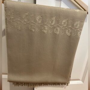 Cecchi e Cecchi Made In Italy Beige/Tan Large Blanket Wrap/Scarf with Fringe
